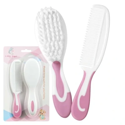 Image of Little Angel Baby Brush and Comb Set,Super Soft for Newborns Toddlers,Pink