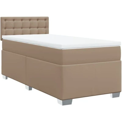 Image of vidaXL Box Spring Bed with Mattress Cappuccino 90x190 cm Faux Leather