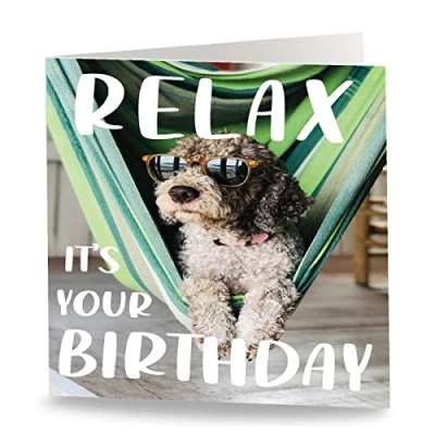 Image of Maturi &#039;Relax It&#039;s Your Birthday&#039; Funny Humorous Dog Greetings Card Blank Inside, 15.5 x cm