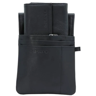 Image of J.Jones Real Leather Waiter&#039;s Wallet Taxi Black Women&#039;s Men&#039;s with Large Coin Compartment 18 x 10.5 cm, Set of 2, Classic