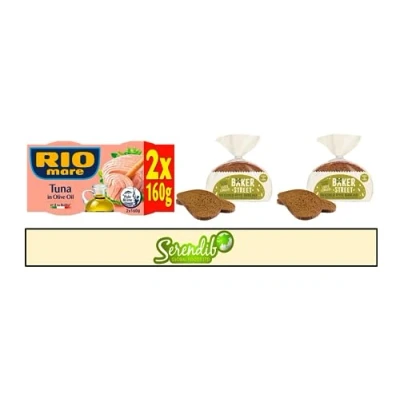 Image of Rio Mare Tuna (160g X 2) and Baker Street Bread (500g (Tuna with Rye Seeded Bread)