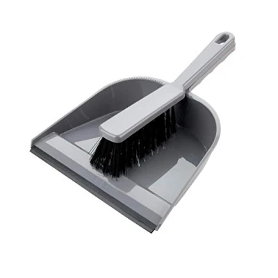 Image of Elliott Dustpan and Brush Set,Durable Plastic Pan with Rubber Lip for easy pick up,Stiff Nylon Fibres Ideal Indoor Cleaning including Carpets,BPA Free in a Silver Colour