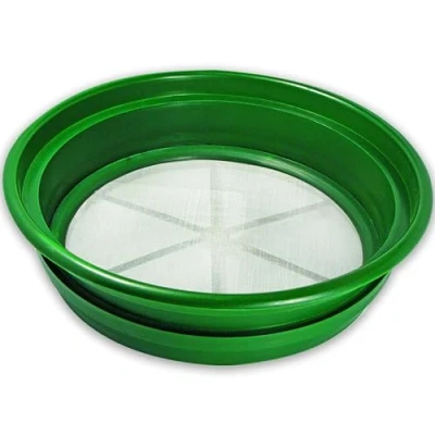 Image of SE 13 1/4 Inch Stackable Classifier Gold Prospecting Pan 1/50 Stainless Steel Mesh Sifting Pan, Green