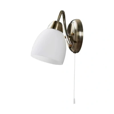 Image of Lindby Mael wall light, height 20 cm, antique brass, pull switch
