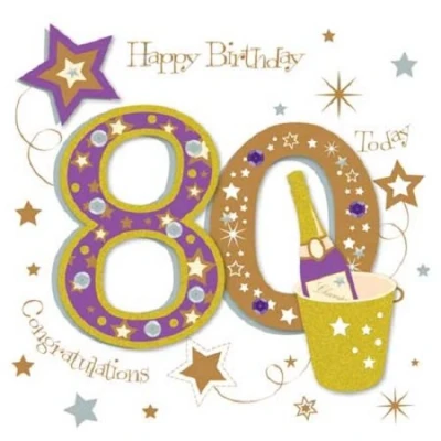 Image of Congratulations 80th Embellished Birthday Greeting Card Talking Pictures Cards