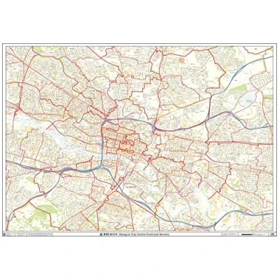 Image of Glasgow City Centre Postcode Sectors Wall Map (C5) Plastic Coated