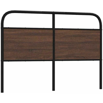 Image of vidaXL Headboard Bed Brown Oak 140 cm Stylish Steel and Engineered Wood Header for Bedroom