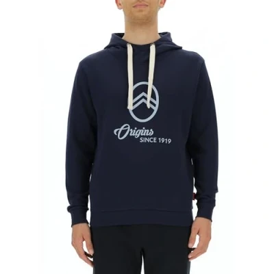 Image of CITROËN O102939 A928 HOODED Sweatshirt Origins Logo Large Print W/Side Pockets C23W Men&#039;s Night Blue Size M