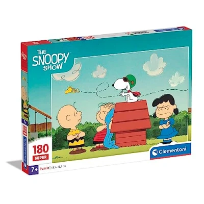 Image of Clementoni 29065 Supercolor Puzzle Peanuts 180 Pieces, Jigsaw For Kids Age 7, Cartoon, Made In Italy