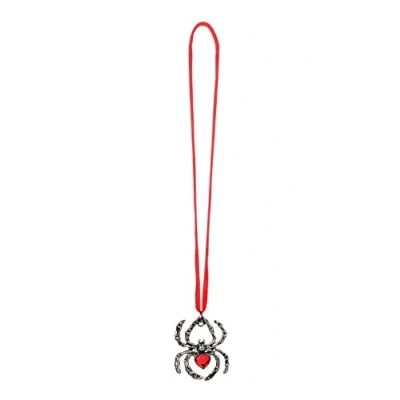 Image of Boland 31060 Ruby Talisman Spider Medallion Necklace for Adults, Silver/Red, One Size, 74538, Taglia Unica