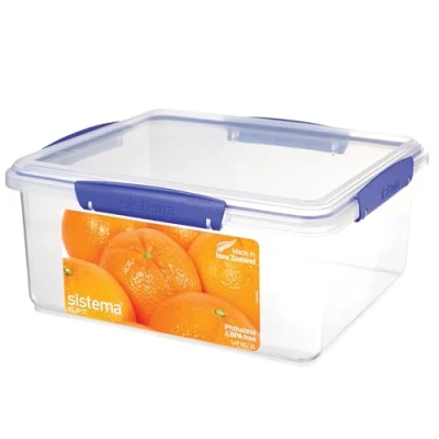 Image of Sistema KLIP IT Food Storage Container 5 L Airtight &amp; Stackable Meal Prep with Lid School Lunch Box BPA Free 1 Count, Blue