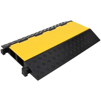 Image of vidaXL Cable Protector Ramp with 2 Channels 90 cm Rubber