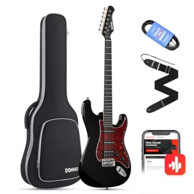Image of Donner 39 Inch Electric Guitar, Designer Series DST 200 Stylish Solid Body Guitar for Beginner Intermediate &amp; Pro Players, Single Coil Split System, Bonus Bag, Cable, Strap
