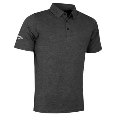 Image of Callaway Golf Mens Heathered Jacquard Polo Shirt Black Heather S