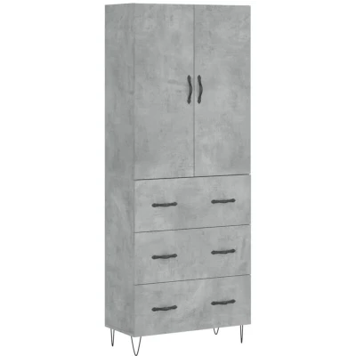 Image of vidaXL Highboard Concrete Grey 69.5x34x180 cm Engineered Wood