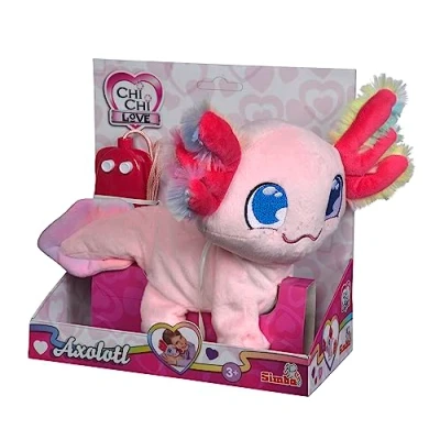Image of Simba 105890057 Chi Love Axolotl, Cable Controlled, with Fluffy Rainbow gill, Sound, Runs and Moves, 20 cm, from 3 Years
