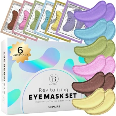 Image of BLOOMORA Variety Under Eye Gel Patches (30 Pairs) Masks for Puffy Eyes Collagen Dark Circles &amp; Puffiness Mask Care