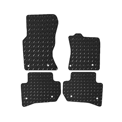 Image of Lusso Rubber Mats for Car Tailored/Compatible to Jaguar F Pace 2016 Onwards Heavy Duty 3mm 4 Piece Set (Black Edging)