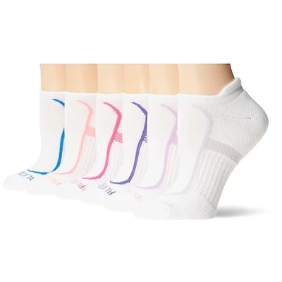 Image of Fruit of the Loom Women&#039;s Coolzone No Show with Tab Socks (6 Pack), White Assorted, 3.5 9 UK