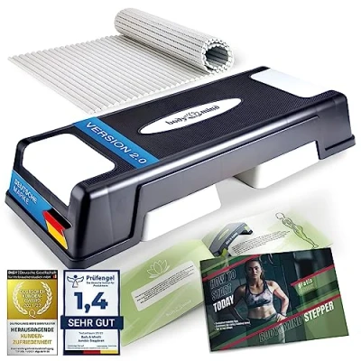 Image of Body &amp; Mind® Aerobic stepper Deluxe 2 step bench with free non slip mat exclusive training e book