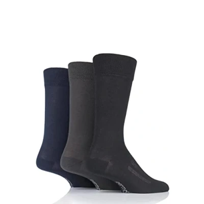 Image of Mens and Women&#039;s 3 Pair SOCKSHOP PermaCool Evaporation Cooling Socks Black / Navy Charcoal 12 14 Unisex