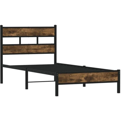 Image of vidaXL Bed Frame without Mattress with Headboard Sonoma Oak 75x190 cm Small Single