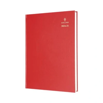 Image of Collins Standard Desk Mid Year Diary Planner A4 Day A Page Academic 2024 25 (Appointments) FSC Paper Red Daily Journal for Students, Teachers 44M.15 2425 July to 2025