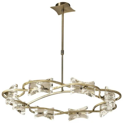 Image of Kromo Telescopic Semi Flush 8 Light G9 Round, Antique Brass