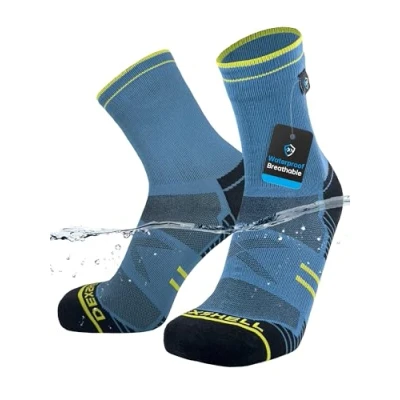 Image of DexShell Waterproof Trail Running Socks 2.0 Lightweight Coolmax Inner For Men and Women, Mallard Blue, Ankle Unisex Small