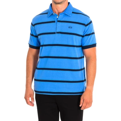 Image of La Martina Mens Short Sleeve Polo TMP326 JS328 man Blue Cotton Size Large