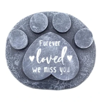 Image of Carousel Home Gifts Paw Print Pet Memorial Stone Garden Marker Commemorative Graveside Ornament Grave Memory Plaque Forever Loved