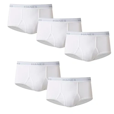 Image of Hanes Men&#039;s Underwear Pack, Full rise White Cotton Briefs, Underwear, Moisture wicking 5 Pack White, XL UK