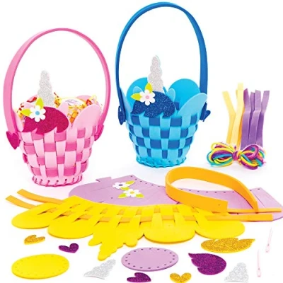 Image of Baker Ross Unicorn Basket Weaving Kits — Ideal for Kids&#039; Arts and Crafts, Educational Toys, Gifts, Keepsakes More (4 Pack),AT383