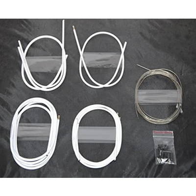 Image of Discount Road Racing Bike Brake &amp; Gear Inner/Outer Wire Cable Set Shimano Campagnolo Compatible Pear Nipple White