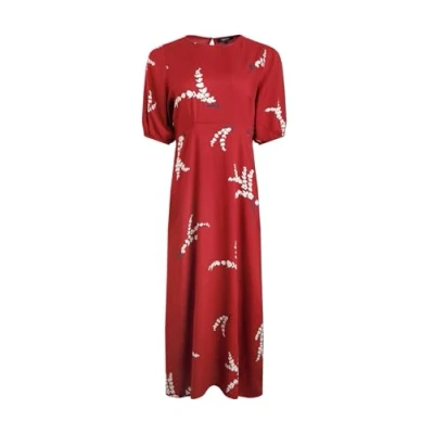 Image of Weird Fish Everly LIVA Printed Day dress, Women&#039;s, Size: 10, Red