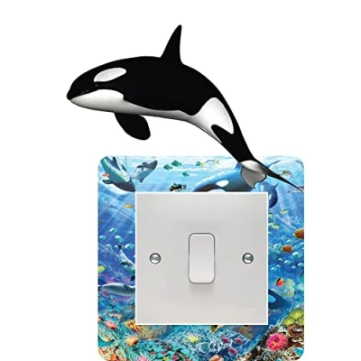 Image of Orca Whale Sea Life Light Switch Surround Art Vinyl Wall Stickers Children&#039;s Bedroom