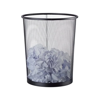 Image of Relaxdays Metal Trash Can, Large Paper Bin for Office, 20L Dustbin, 30 cm Ø, Height 35 cm, Black