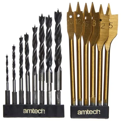 Image of Amtech F1740 14 Piece hex Shank Wood Drill Set