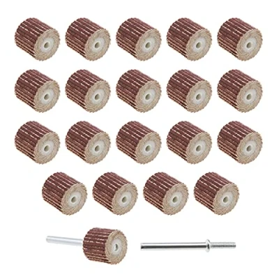 Image of eMagTech 20Pcs 600 Grit Flap Wheel Sandpaper Sanding Disc for Rotary Tools with Long Handle Shank Mandrel 13x12x3mm/0.51x0.47x0.12inch Emery Cloth Polish Tool Accessories