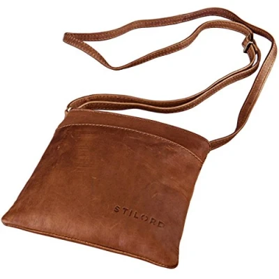 Image of STILORD &#039;Lana&#039; Small and Elegant Shoulder Bag Women Handbag Cross Body Day Night Woman Genuine Buffalo Leather, Colour:Cognac Brown