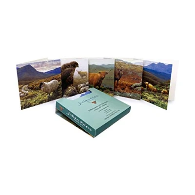Image of Pack of 10 Highland Animal Greeting Cards with envelopes All Occasion Blank Thank You Card, Birthday Sympathy Card Wildlife Notelets by Artist Julian Friers