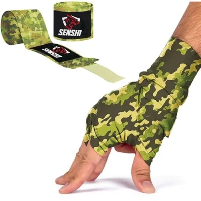 Image of Senshi Japan 𝗣𝗥𝗢 𝗚𝗥𝗔𝗗𝗘 Boxing Hand Wraps Set Fist Protector, MMA, Muay Thai, Kickboxing, Martial Arts Wrist Support Men&#039;s &amp; Women&#039;s Training Bandage Gloves