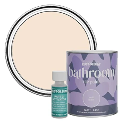 Image of Rust Oleum Pink Water Resistant Bathroom Tile Paint in Matt Finish Melrose 750ml