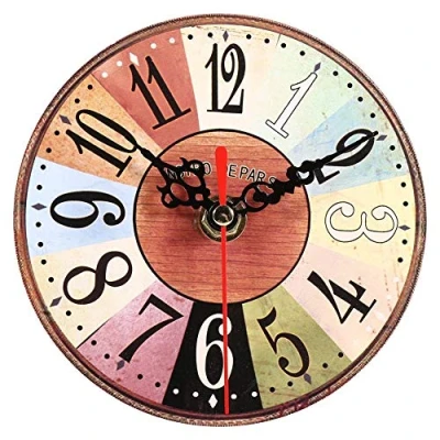 Image of Yosoo Round Digital Wooden Wall Clock Vintage Kitchen Decor European Style (2#)