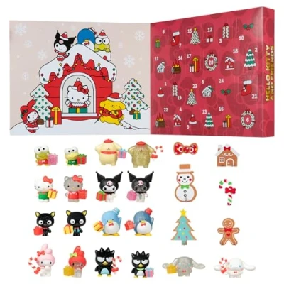 Image of Hello Kitty and Friends Holiday Advent Calendar 24 Exclusive Items Seasonal Toys for Kids Officially Licensed Sanrio Product from Jazwares Ages 6+
