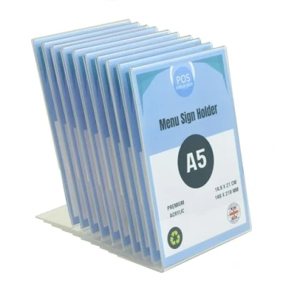 Image of Pos Display Shop 10 x A5 Portrait Acrylic Angled Sign Price List Menu Poster Holder Stand Copyholder Single Sided PDS8003