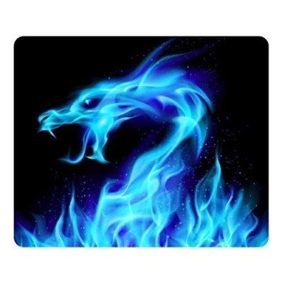 Image of (Precision lock edge Mouse pad) General Customized Pad Oblong Desktop Mousepad Dragon Blue Flame Rectangle Non Slip Gaming Pads made by Yanteng