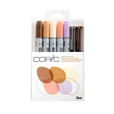 Image of COPIC Ciao Coloured Marker Pen Doodle Kit of 7 People, For Art &amp; Crafts, Colouring, Graphics, Highlighter, Design, Anime, Professional Beginners, Supplies Colouring Books