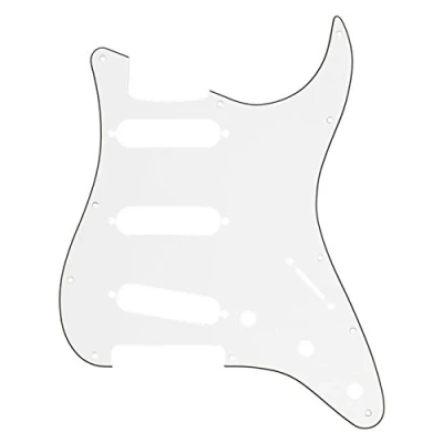Image of Musiclily 11 Hole SSS Strat Pickguard Scratch Plate for Fender USA/Mexican Standard Stratocaster Modern Style Electric Guitar, 3Ply White