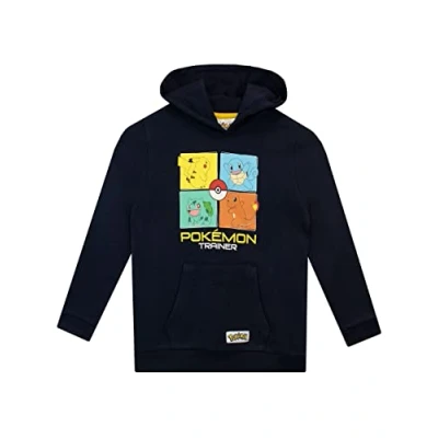 Image of Pokémon Hoodie Pikachu Boys’ Hoodies Charmander Bulbasaur Squirtle Gaming Hoody for Kids Children’s Pokemon Clothes Blue 6 7 Years